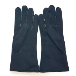 Gants en Cuir d'Agneau Lainé  Noirs  Anastasia.