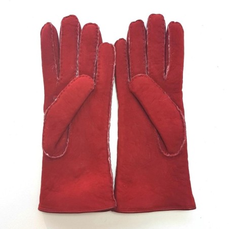 Gants en Cuir d'Agneau Lainé Rouge Anastasia.