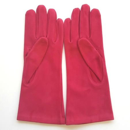 Gant en Cuir Chèvre Velours Fuchsia Coline Bis Doublés en Soie.