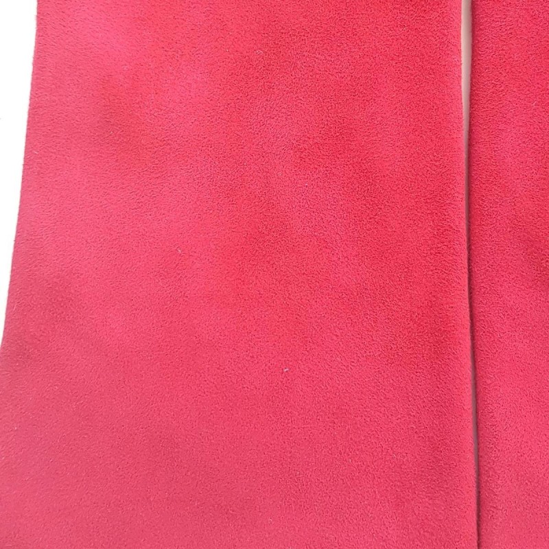 Gant en Cuir Chèvre Velours Fuchsia Coline Bis Doublés en Soie.