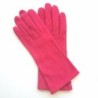 Gant en Cuir Chèvre Velours Fuchsia Coline Bis Doublés en Soie.