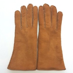 Gants en Cuir d'Agneau Lainé Chesnut Anastasia.