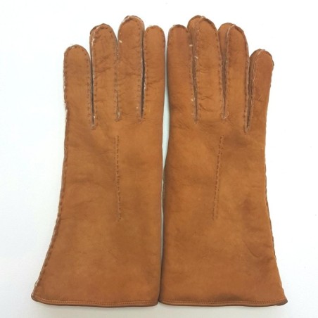 Gants en Cuir d'Agneau Lainé Chesnut Anastasia.