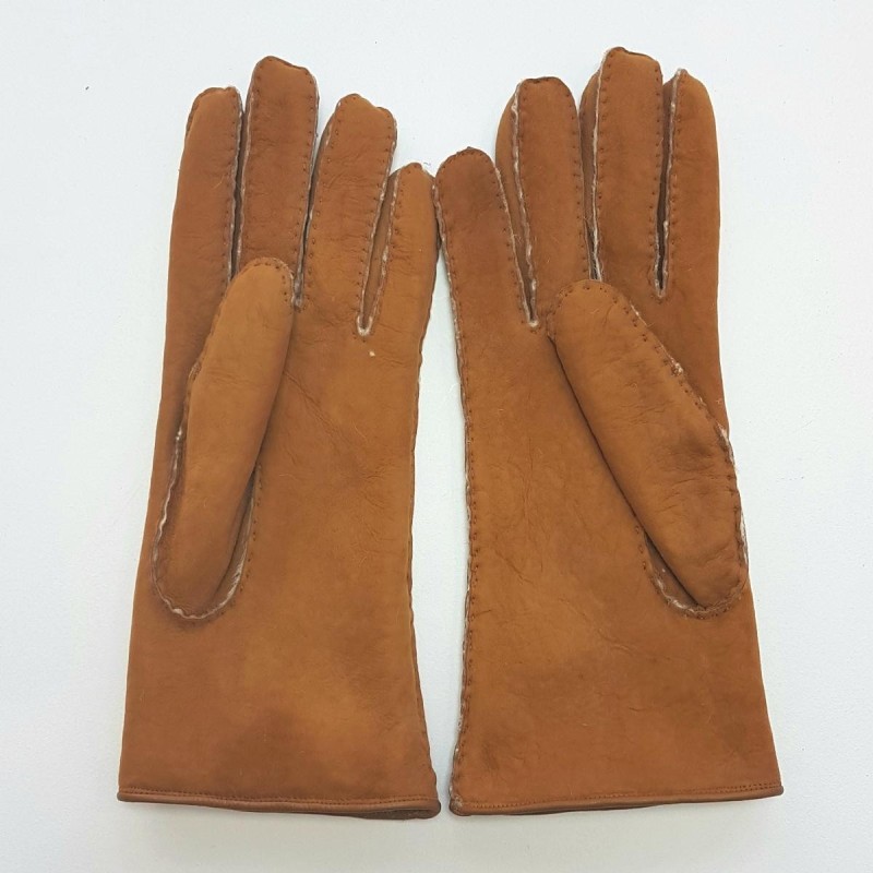 Gants en Cuir d'Agneau Lainé Chesnut Anastasia.