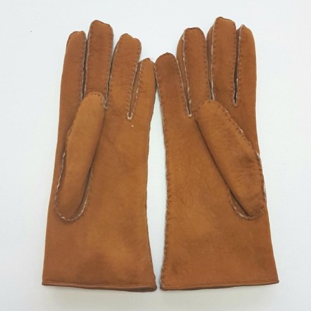 Gants en Cuir d'Agneau Lainé Chesnut Anastasia.