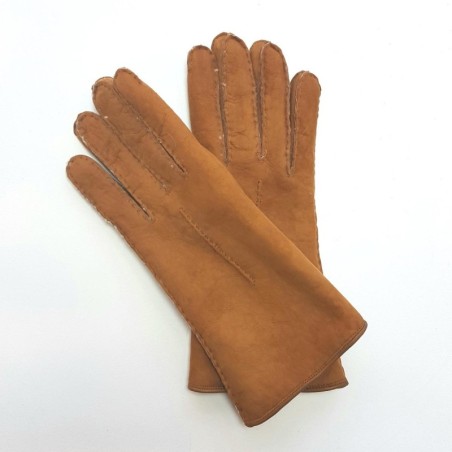 Gants en Cuir d'Agneau Lainé Chesnut Anastasia.