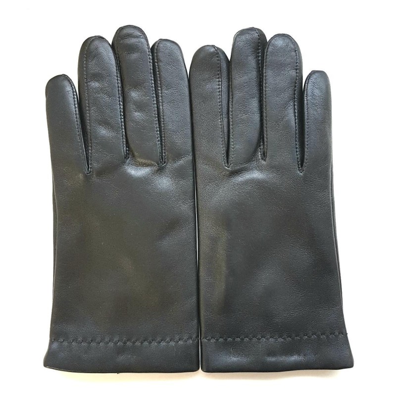 Gants en Cuir d'Agneau Noirs Raphaël Doublés Cachemire.