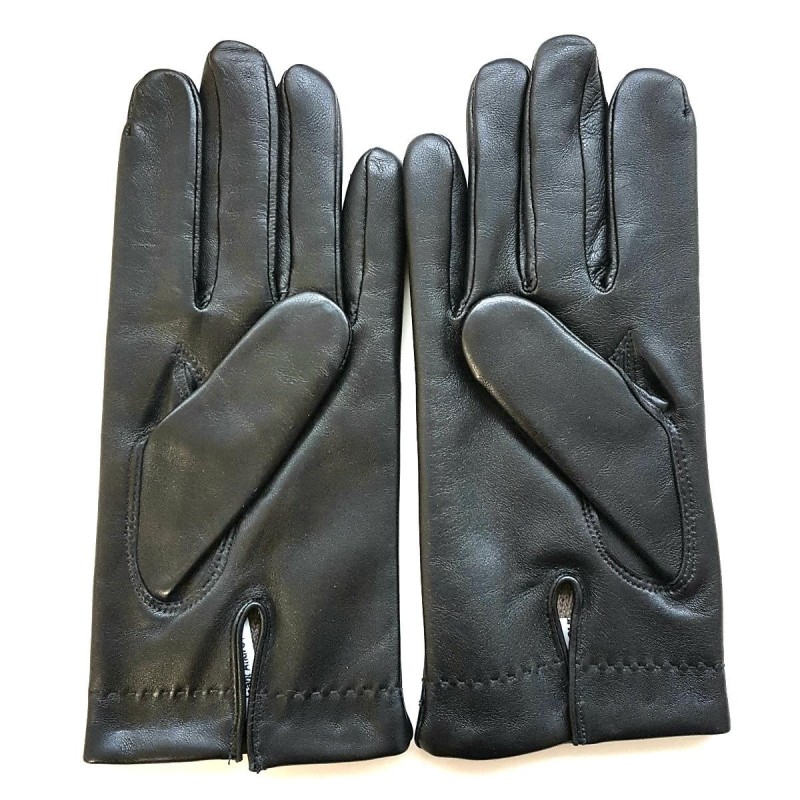 Gants en Cuir d'Agneau Noirs Raphaël Doublés Cachemire.