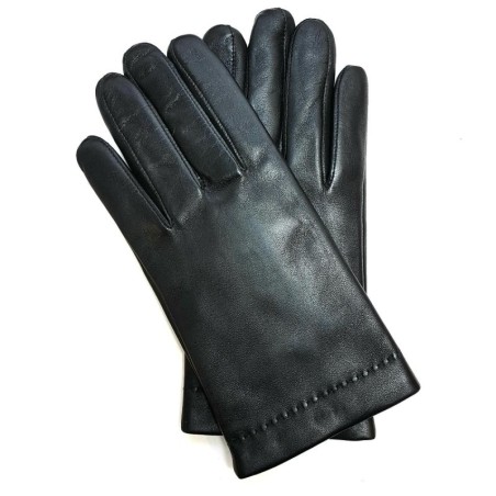 Gants en Cuir d'Agneau Noirs Raphaël Doublés Cachemire.