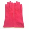 Gant en Cuir Chèvre Velours Fuchsia Coline Bis Doublés en Soie.