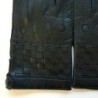 Gants en Cuir d'Agneau Noirs Damier Doublés Soie.