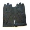 Gants en Cuir d'Agneau Noirs Damier Doublés Soie.
