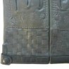Gants en Cuir d'Agneau Gris Noirs Damier Doublés Soie.
