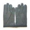 Gants en Cuir d'Agneau Gris Noirs Damier Doublés Soie.