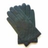 Gants en Cuir d'Agneau Noir Marron Damier Doublure Soie.