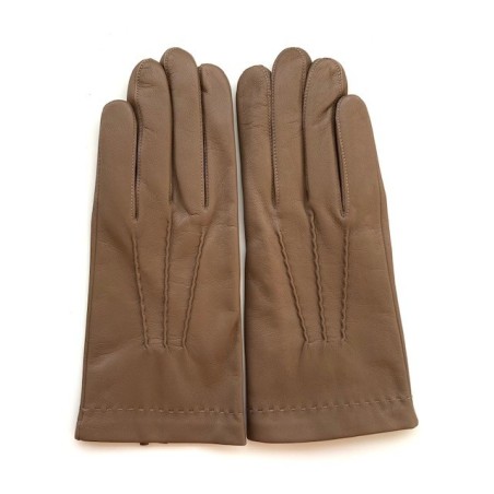 Gants en Cuir d'Agneau Argile Henri Doublure en Soie.