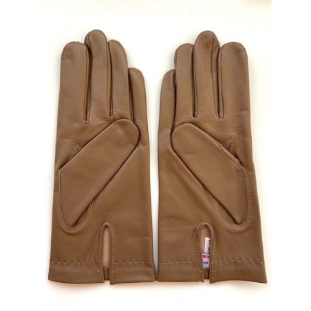 Gants en Cuir d'Agneau Argile Henri Doublure en Soie.