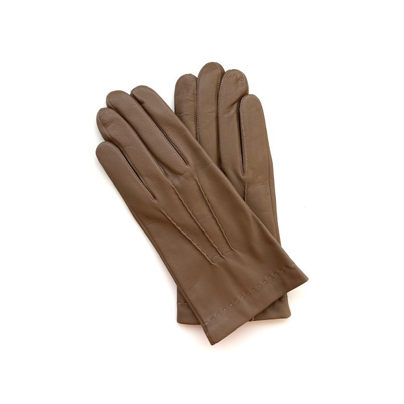 Gants en Cuir d'Agneau Argile Henri Doublure en Soie.