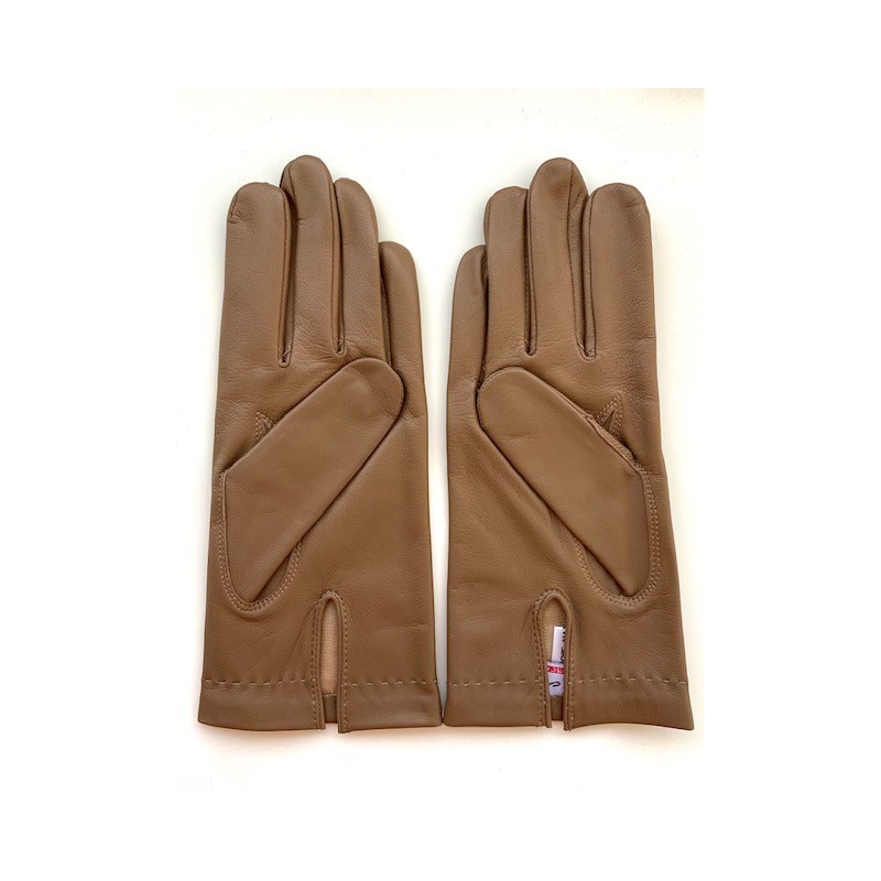 Gants en Cuir d'Agneau Argile Henri Doublure en Soie.