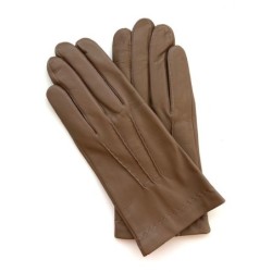 Gants en Cuir d'Agneau Argile Henri Doublure en Soie.