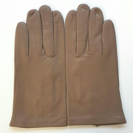 Gants en Cuir d'Agneau Argile Raphaël Doublure Soie.
