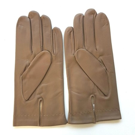 Gants en Cuir d'Agneau Argile Raphaël Doublure Soie.