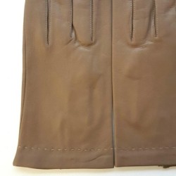 Gants en Cuir d'Agneau Argile Raphaël Doublure Soie.