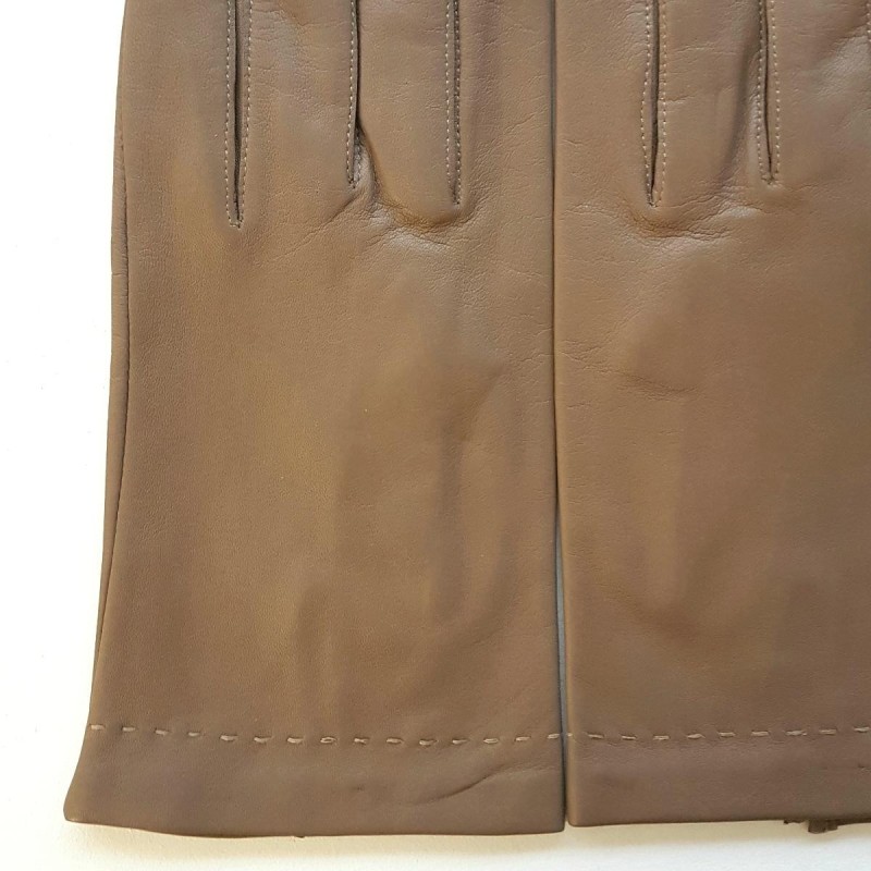 Gants en Cuir d'Agneau Argile Raphaël Doublure Soie.