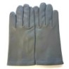 Gants en Cuir d'Agneau Gris Orange Martin Doublés Soie.