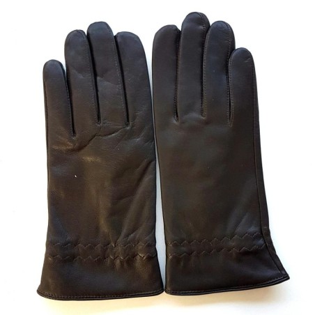 Gants en cuir d'Agneau Marron Milo Doublure en Cachemire.