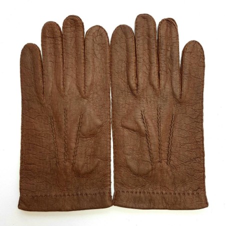Gants en Cuir de Pécari Chocolat Joseph Non Doublés.