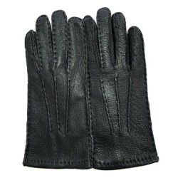 Gants en Cuir de Pécari Noir Joseph Doublés Soie.