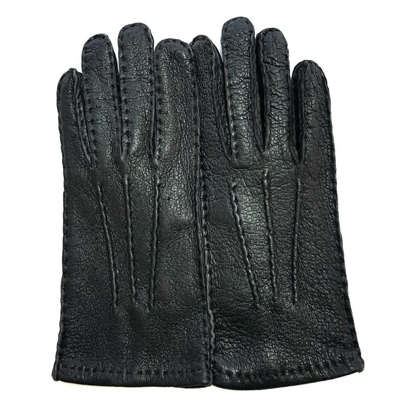 Gants en Cuir de Pécari Noir Joseph Doublés Soie.