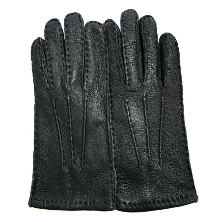 Gants en Cuir de Pécari Noir Joseph Doublés Soie.