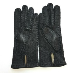Gants en Cuir de Pécari Noir Joseph Doublés Soie.