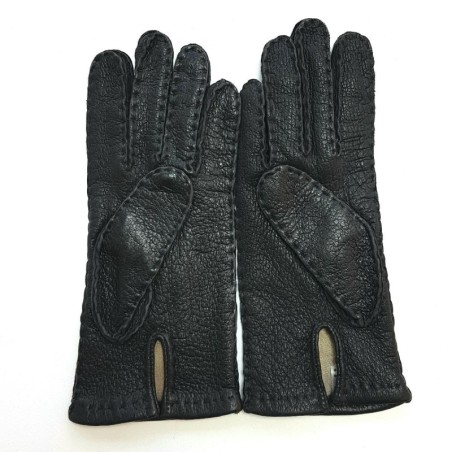 Gants en Cuir de Pécari Noir Joseph Doublés Soie.