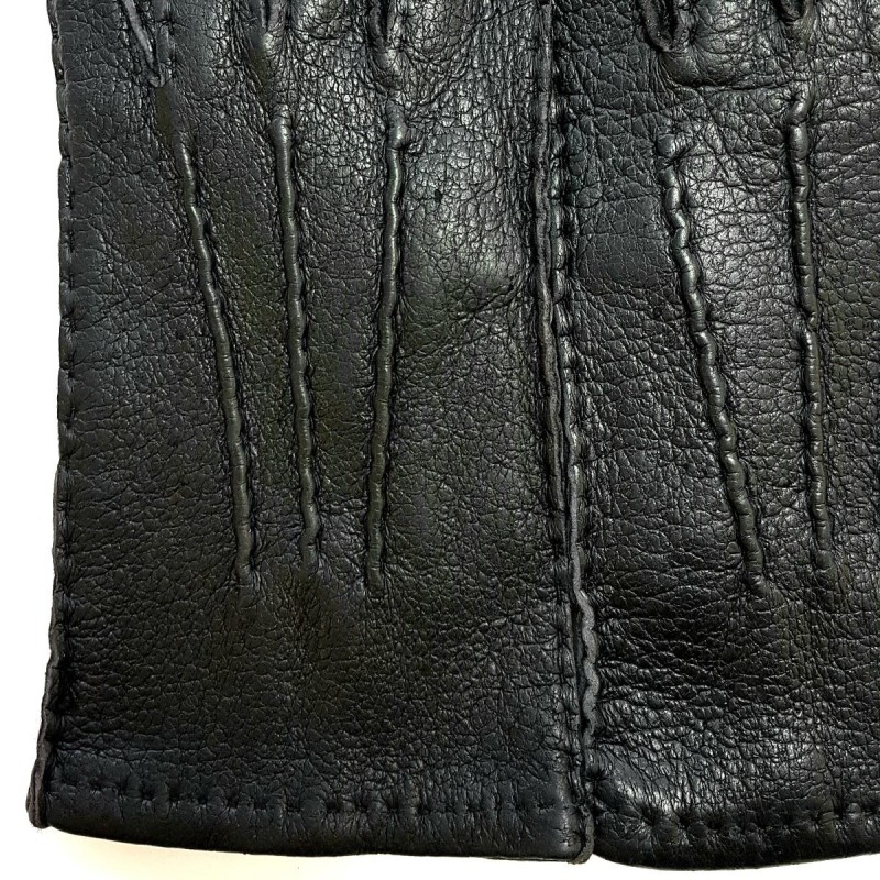 Gants en Cuir de Pécari Noir Joseph Doublés Soie.