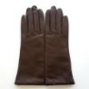 Gants en Cuir d'Agneau Marron Coline Doublés Cachemire.