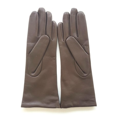 Gants en Cuir d'Agneau Marron Coline Doublés Cachemire.