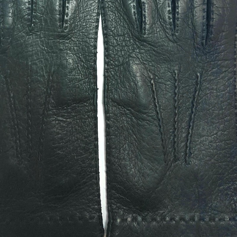 Gants en Cuir de Pécari Noirs Patt Non Doublés.
