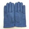 Gants en Cuir de Pécari Bleu Paul Doublés Cachemire.