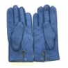 Gants en Cuir de Pécari Bleu Paul Doublés Cachemire.