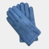 Gants en Cuir de Pécari Bleu Paul Doublés Cachemire.