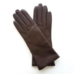 Gants en Cuir d'Agneau Marron Coline Doublés Cachemire.