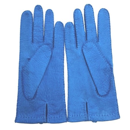 Gants en Cuir de Pécari Bleu de France Patt Non Doublés.