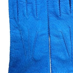 Gants en Cuir de Pécari Bleu de France Patt Non Doublés.
