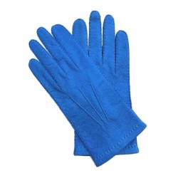 Gants en Cuir de Pécari Bleu de France Patt Non Doublés.
