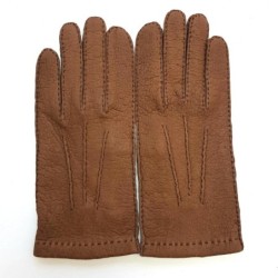 Gants en Cuir de Pécari Marron Glacé Joseph Non Doublés.