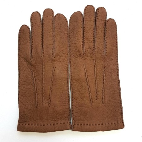 Gants en Cuir de Pécari Marron Glacé Joseph Non Doublés.
