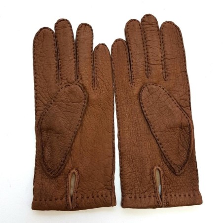 Gants en Cuir de Pécari Marron Glacé Joseph Non Doublés.